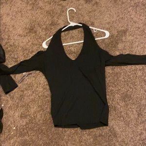 Black halter top blouse